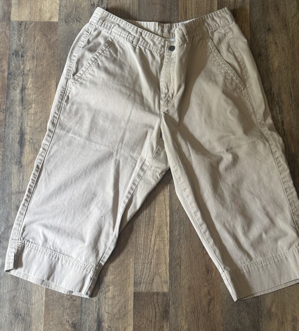Liz Claiborne Women’s Size 12 Beige Khaki Capri Pants Cotton Stretch Cropped